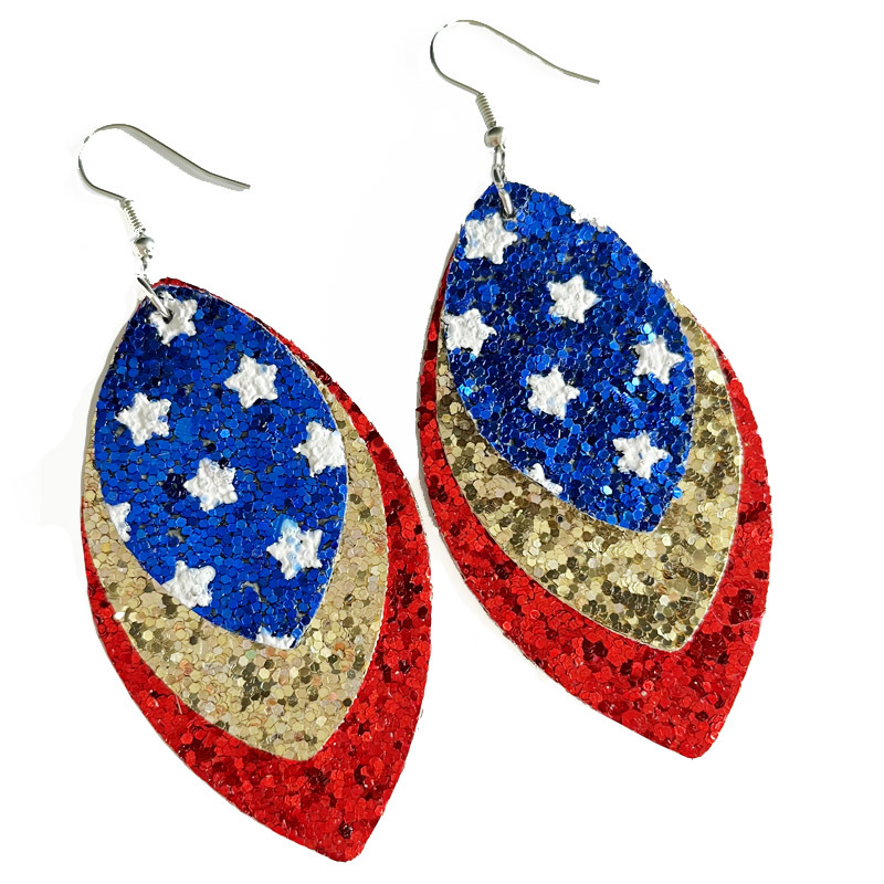 1 Pair Simple Style Classic Style Geometric Printing Pu Leather Drop Earrings display picture 3