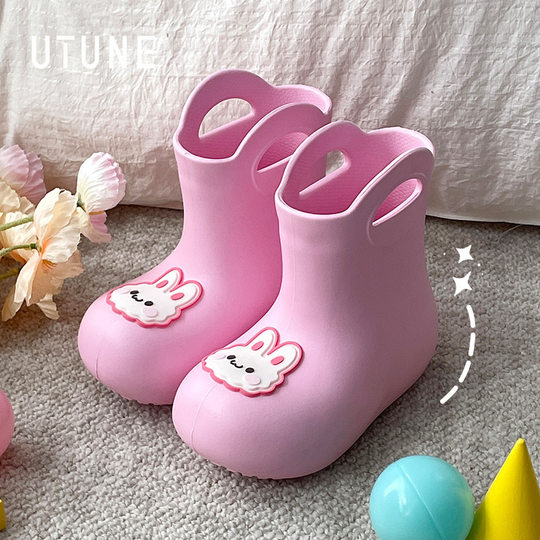 Superior children's rain boots for boys and girls rain boots soft bottom kindergarten baby primary school waterproof non-slip rubber overshoes