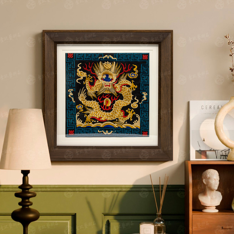 Qing Dynasty Official Uniform Patch Embroidery Piece for Civil Servants, First-Class Embroidery Craft Gift Patch, Mouse Pad, Tea Coaster, Decorative Photo Frame