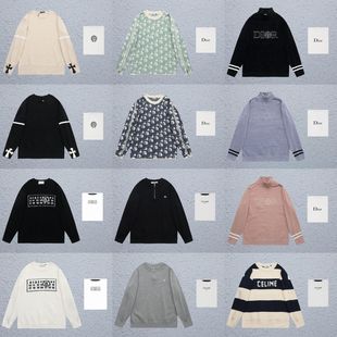 Letter Jacquard All-Over Logo Crew Neck Knitted Wool Sweater for Men and Women, Casual Long-Sleeve Top, Thickened and Warm