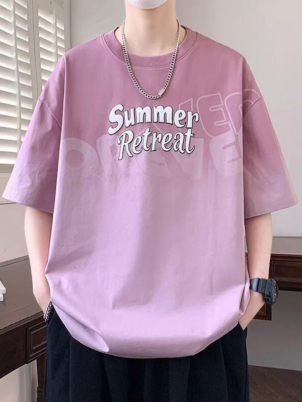 グラデーション半袖tシャツ男の子夏新作ゆるい半袖上着青少年ファッションブランド|undefined