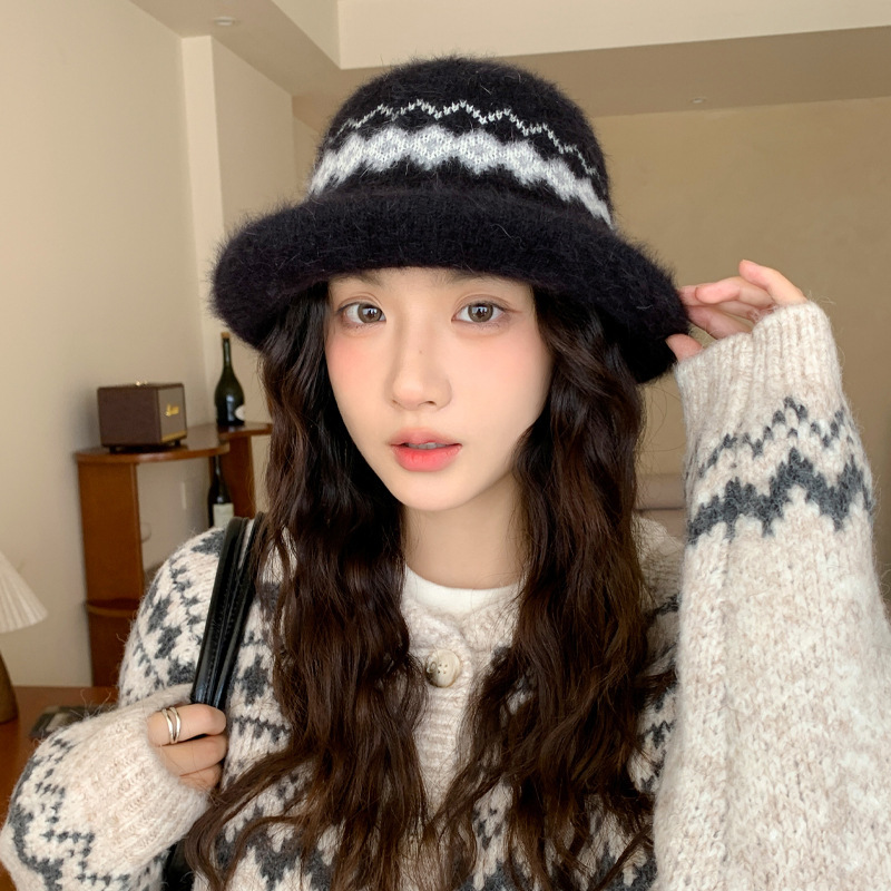秋冬季防寒保暖渔夫帽甜美时尚百搭盆帽卷边护耳防风加厚帽子女款|undefined