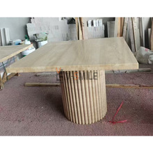 Customized Fluted Marble Travertine Dining Table��ʯ��͹��̨