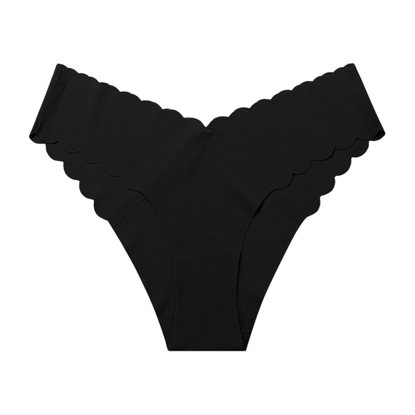 Wave Lace Seamless Ice Silk Low-Waist Pure Cotton Crotch Girls' Underwear One-Piece Large Size Women's Triangle V-Shaped Underwear