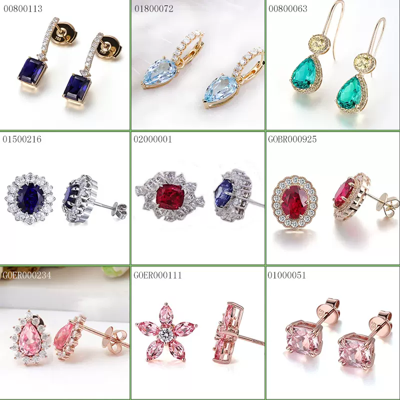 跨境珠宝首饰工厂可定制各种材质莫桑石宝石裸石锆石耳环【样品】