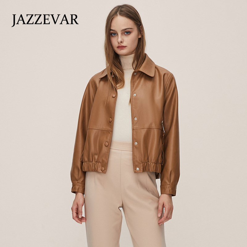 Jiazehua 2022 New fall PU leather clothing Sense of design fashion leisure time A small minority coat Korean Edition leather jacket