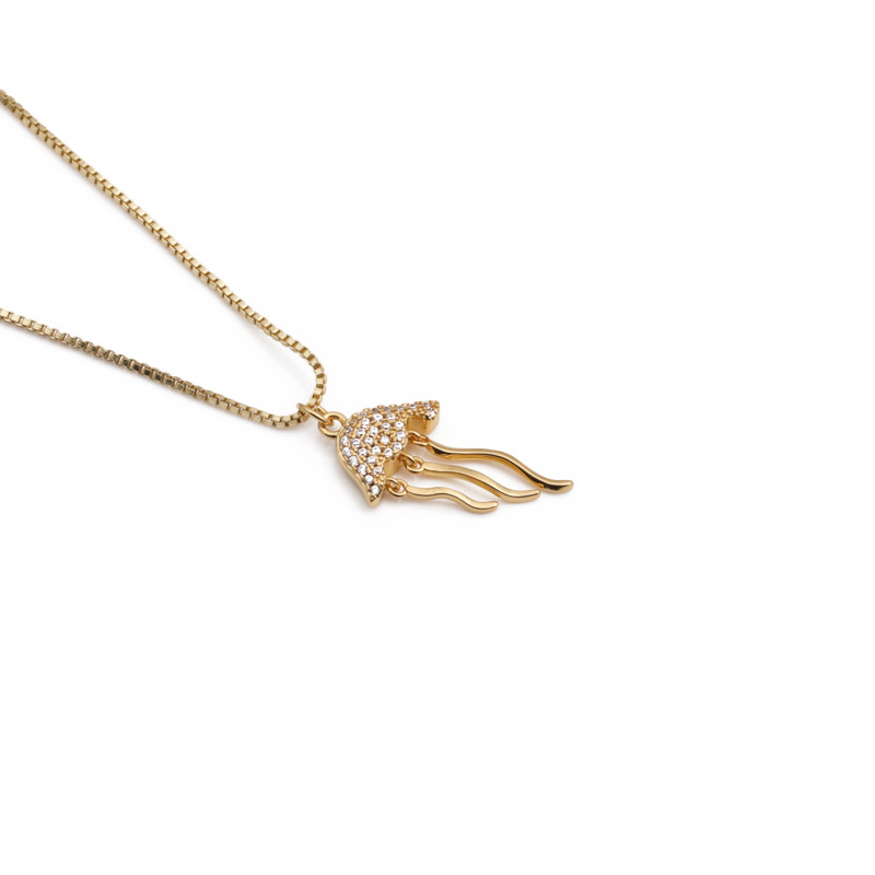 Copper zircon jellyfish necklace marine series jewelry new fashion simple clavicle chain sweater cha
