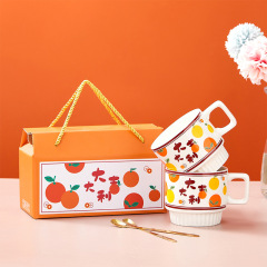 大吉大利陶瓷疊疊杯套裝創意咖啡杯地推禮品水杯情侶馬克杯陶瓷杯