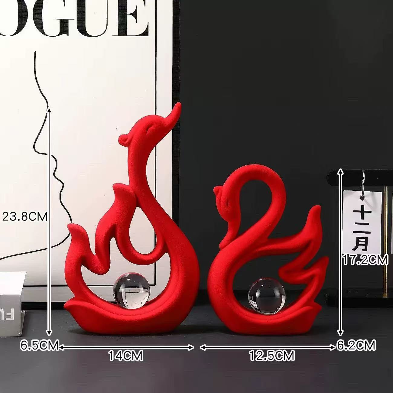 El alto valor facial de la bola de cristal pareja cisne adornos modernos de lujo porche de la sala de estar decoración del gabinete de televisión
