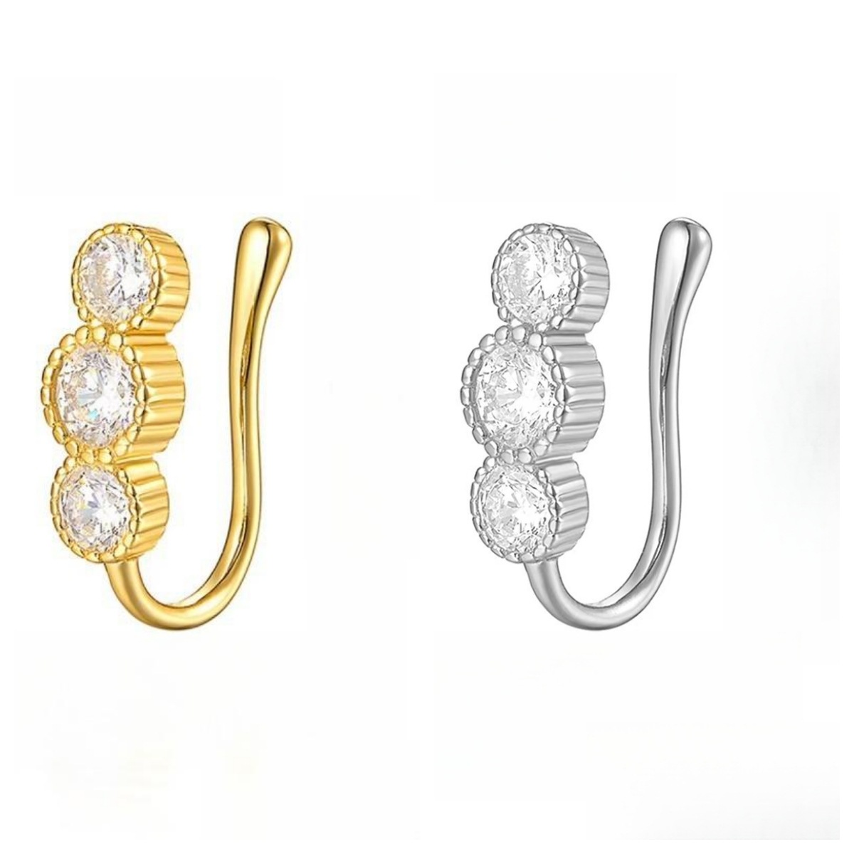 Flower Copper Micro-Set Diamond U-Shape Fake Nose Ring Clip Non-Pierced Fashionable Nose Jewelry detail image 7