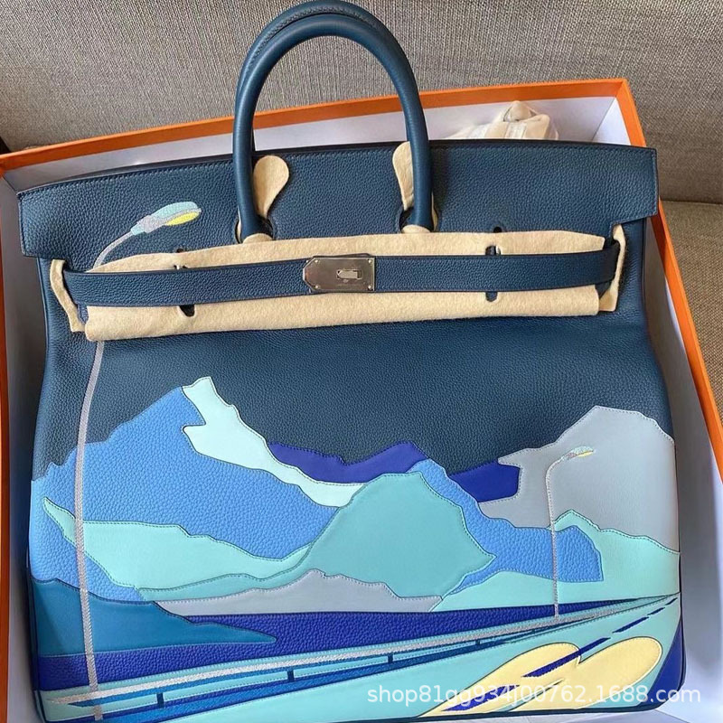 HCA40swift tela de tela para hombres bolsos de mano H casa pura mano cerámica bolsos cosidos 45cm de mano ultra ligero