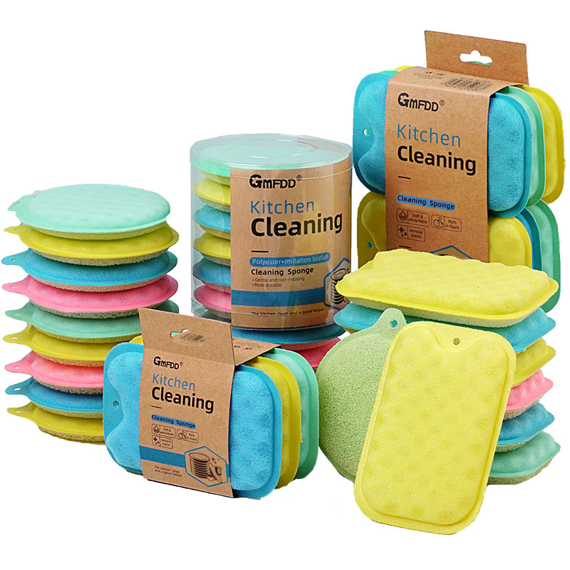 Dot esponja de doble cara antiadherente aceite de limpieza almohadilla de fregado plato paño cocina hogar lavavajillas bloque de esponja trapo mágico