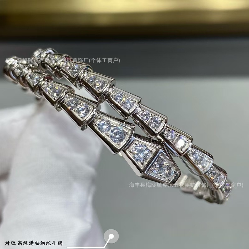 女性用スネークブレスレット、スターリングシルバーメッキ18Kローズゴールド、フルダイヤモンド、スネークボーン、マルチサークル、スネークヘッドオープンブレスレット、ダイヤモンド付き、新しいスタイル|undefined