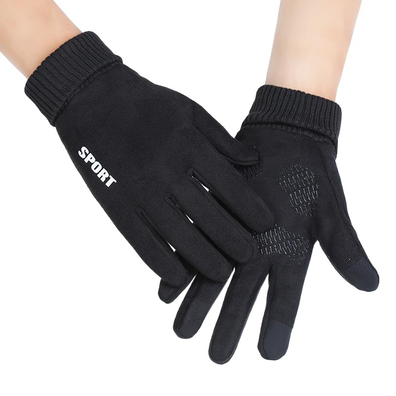 Guantes de otoño e invierno para hombres y mujeres de gamuza para llevar a cabo deportes al aire libre pantalla táctil forrada de lana guantes calientes