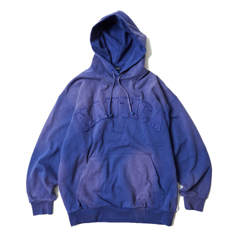 Nau Hasegawa Patch Letter Hoodie Japanese Retro Washed Distressed Terry Couple Hoodie