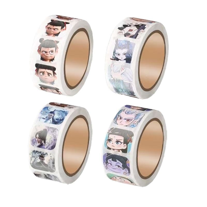 Nezha roll roll calcomanías ins estilo explosivo de alto valor lindo decoración dibujos animados anime cinta divertida y calcomanías selladas para estudiantes