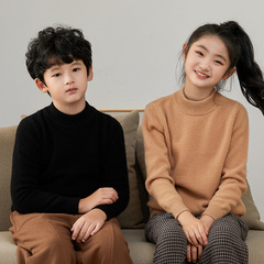 秋冬新款男女同款童裝毛衣加厚兒童羊絨衫半高領中大小童毛衫批發