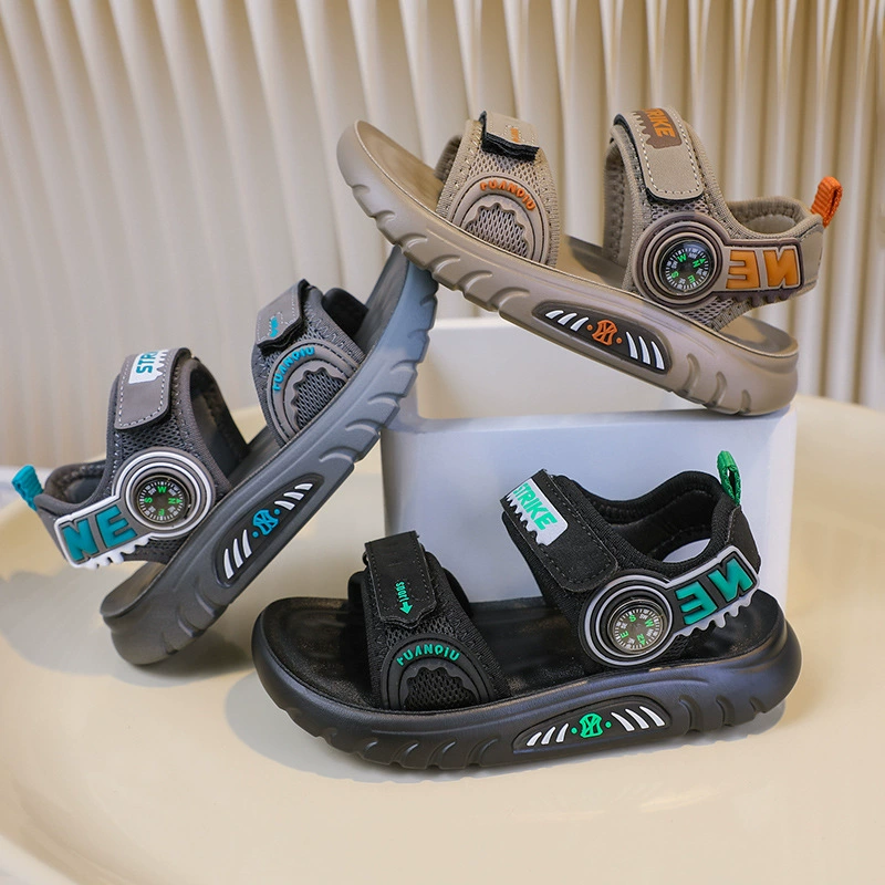 Детские сандалии для мальчиков спортивные студенты 25 новых летних мягких подошв нескользящие липучки для детей среднего и старшего возраста пляжные туфли