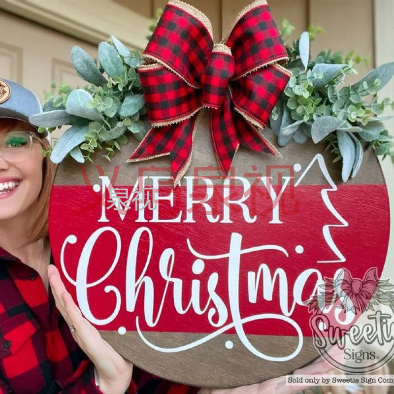 Cross-border New Christmas Wooden Door Listing Front Door Decoration Pendant Advanced Sense Atmosphere Arrangement Supplies Hanging Decoration Batch