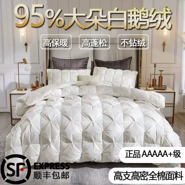 Down comforter with 95% white goose down, all-cotton, silent, five-star hotel quality, suitable for spring and autumn, thickened for winter