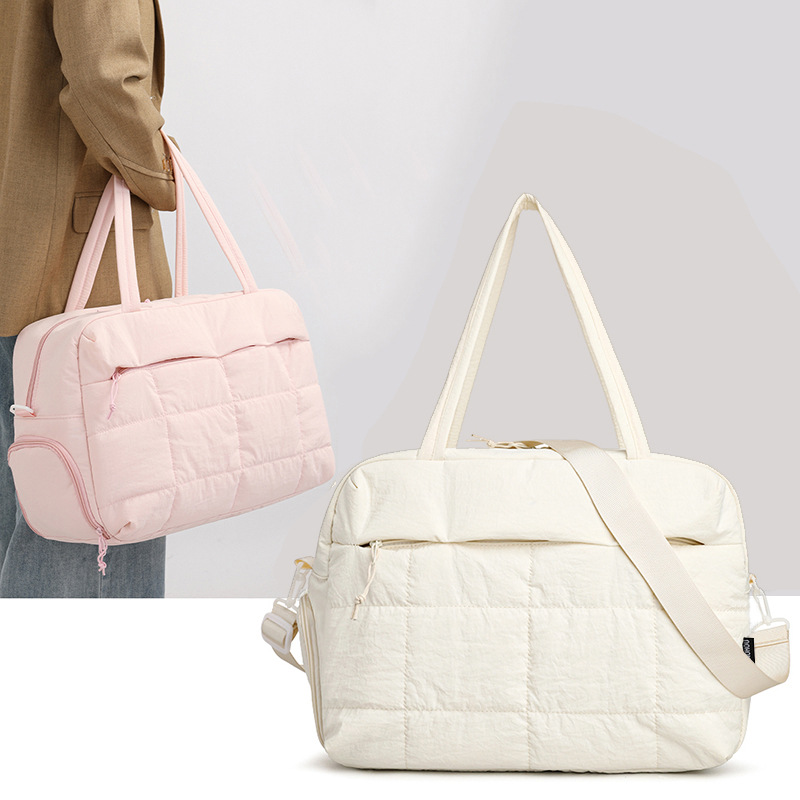 Fitness Bag 23L Carry-On Travel Duffel Bag with Shoe Compartment Waterproof Weekend Bag Filled with Cotton Soft Nylon