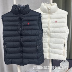 跨境外贸秋冬拉夫小马马甲女款刺绣保暖立领休闲百搭棉服马甲坎肩