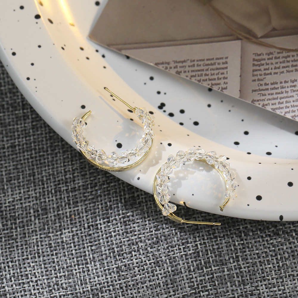 Earrings female 2022 new pattern white crystal temperament Ear Studs S925 Silver needle Versatile A small minority design Earrings