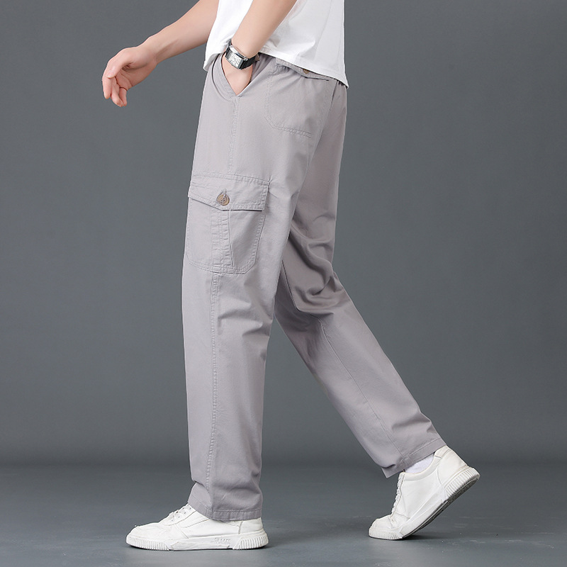Pantalones casuales de lavado de agua para hombres, pantalones de trabajo de moda de bolsillo, algodón suelto, cintura elástica grande, pantalones de jabón image 7