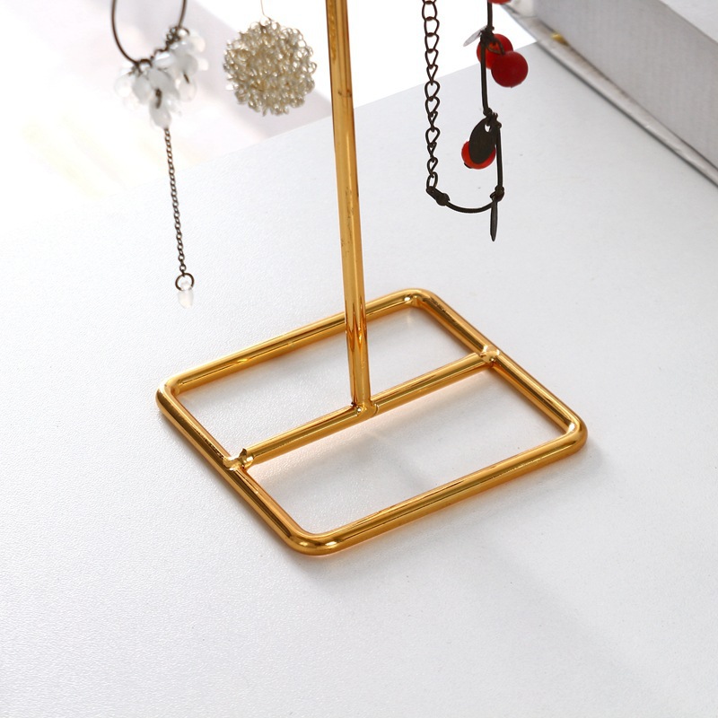 Neue Galvanik Gold Schmuck Display Stand Home Desktop Schmuck Lagerregal Hängende Ohrringe Rack Halskette Display Rack display picture 3