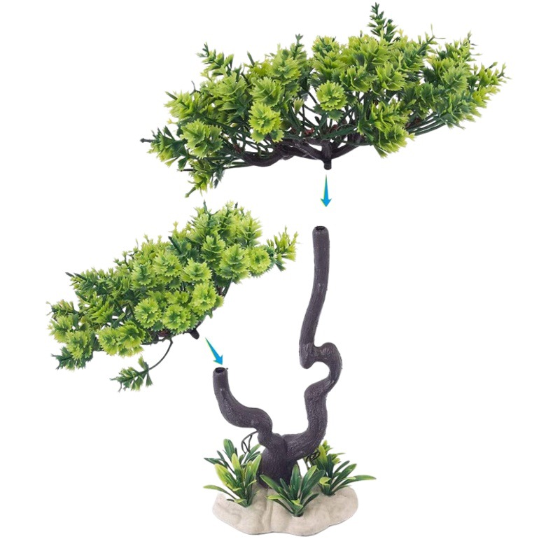 Acuario paisaje decoración simulación plantas acuáticas plástico planta simulación Pino bonsai árbol oruga paisaje sumergido madera Decoración