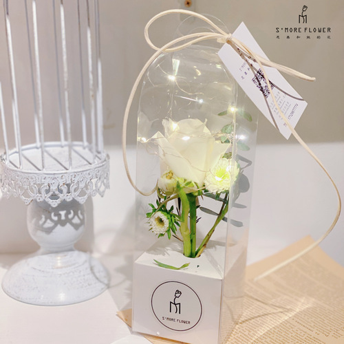 Single rose packaging transparent portable flower arrangement box PVC folding flower box hug bucket 38-section flower packaging box