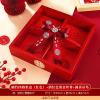 Nanzhu four-compartment fruit box (red) + burgundy hot stamping ribbon + yuanxi pendant