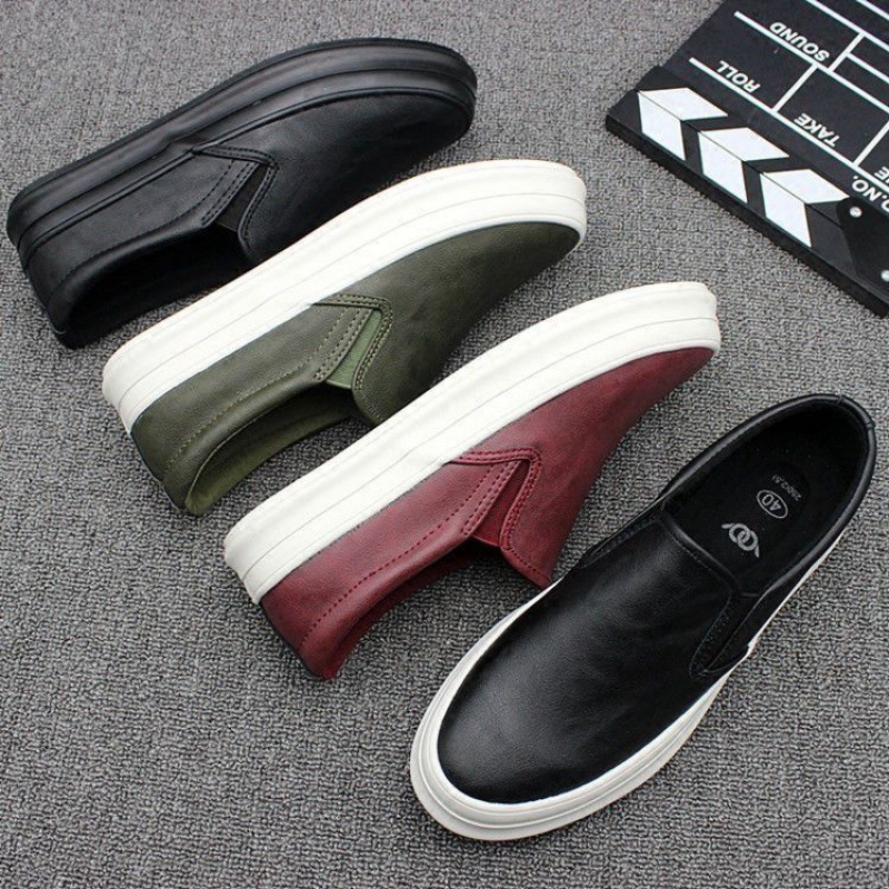 2023 new men's shoes slip-on casual leat...
