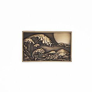 The Moon Rises over the Sea, Metal Relief All-Terrain Morale Badge, Velcro Badge, Outdoor Personalized Backpack Badge