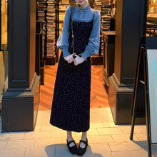 定制秋季【海兰花】法式连衣裙女碎花拼接假两件巨好看的秋冬裙子