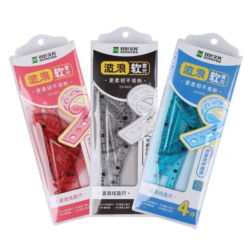 漫画定規 4 点セット学生 20 センチメートルソフトストレート定規セット小学生かわいい学用品文具卸売|undefined