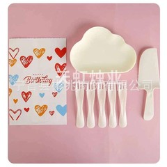 新しいケーキ食器使い捨てセット誕生日ケーキ皿ナイフとフォークセットナイフとフォーク皿雲皿セット