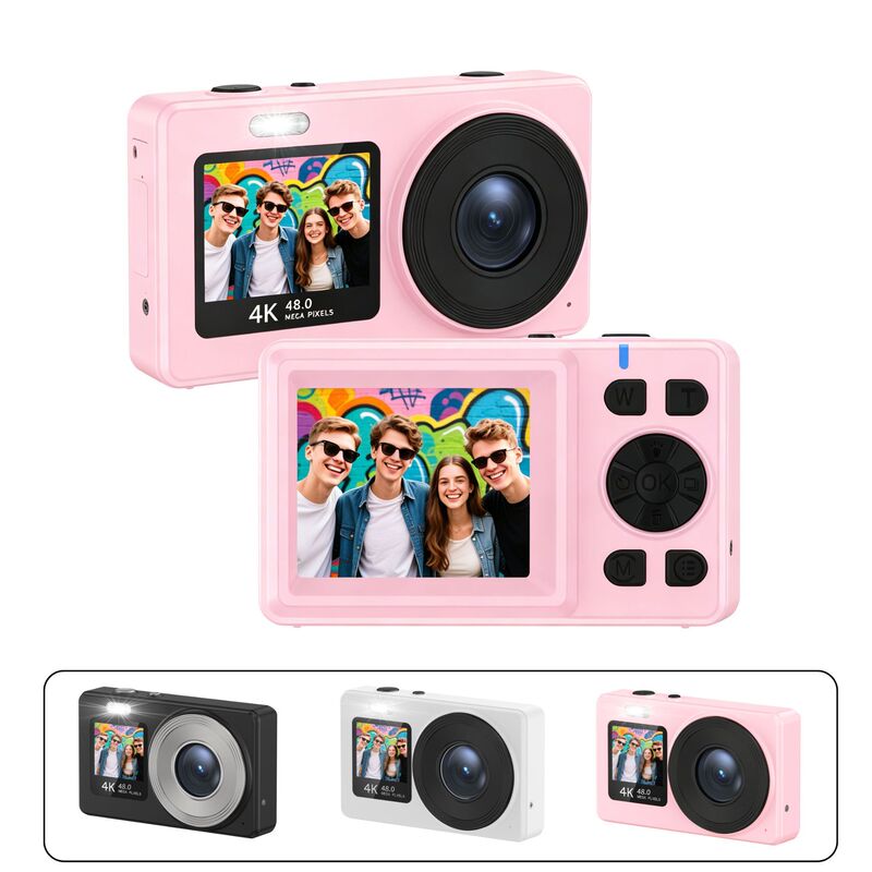 Cross-border 4K HD digital camera, student camera, portable dual-screen zoom selfie camera, children's CCD camera