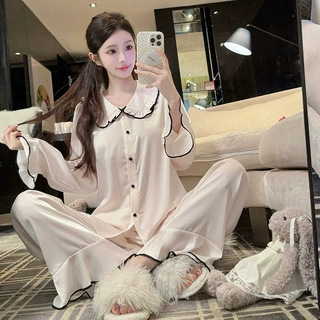 源头厂货2025秋冬新款冰丝睡衣女抖音时尚卡通网红时装家居服套装