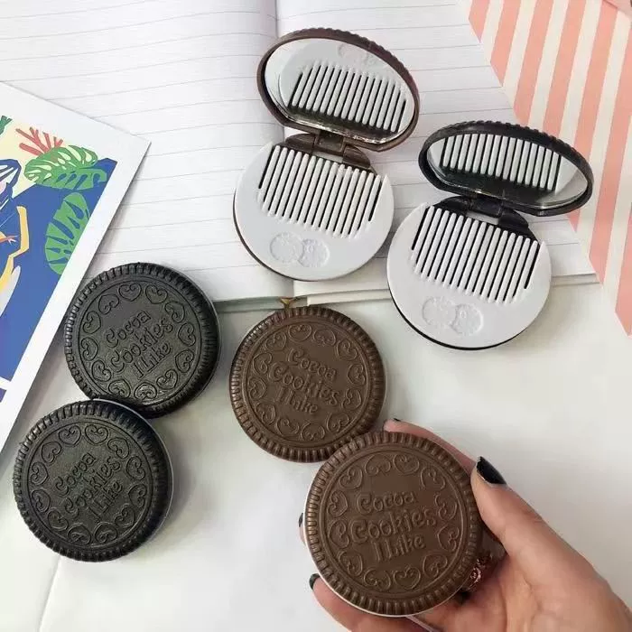 Acrylic Folding Travel Handheld Mirror, Compact Pocket Size, Includes Small Comb