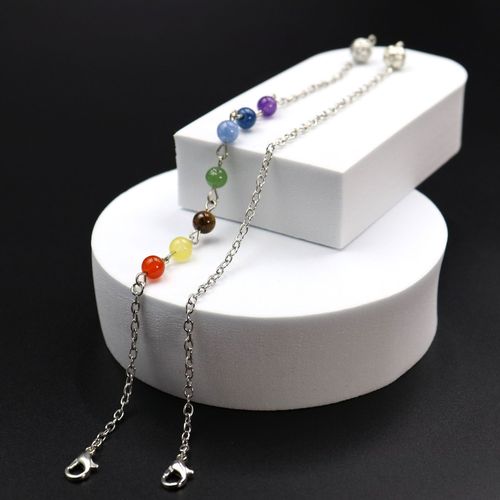 Cross-border colorful bead chain hollow bead pendulum chain lobster clasp pendulum pendant yoga jewelry accessories light chain