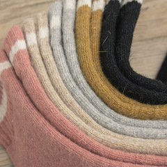 Winter New Women's Striped Wool Socks, Autumn and Winter Thicken Warm Insulating Indoor Snow Mid-Calf Socks for Women with Cashmere