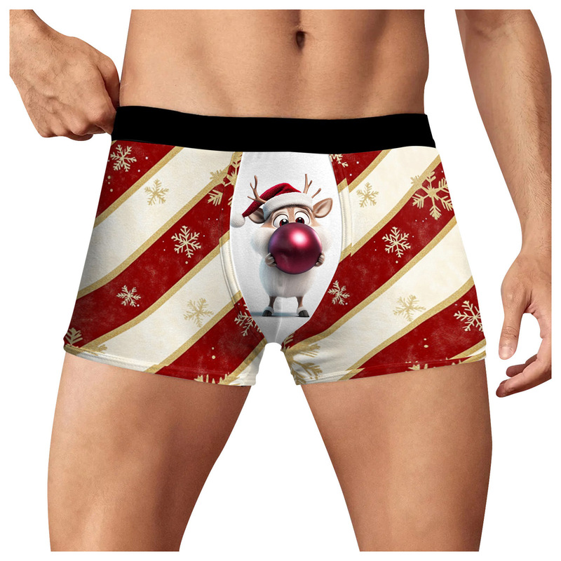 European and American Cross-border Christmas Explosions Reindeer Head 3D Printed Breathable Comfortable Men's Personalized Panties Boxers European and American Cross-border Christmas Explosions Reindeer Head 3D Printed Breathable Comfortable Men's Personalized Panties Boxers