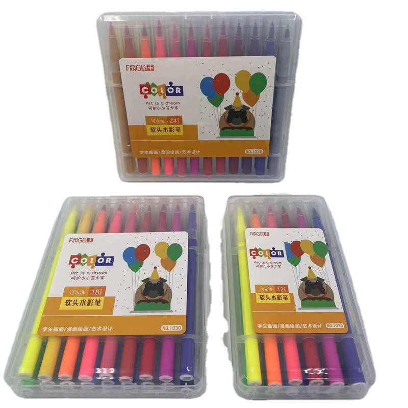 Soft writing brush water based, watercolour, crayons, set, gradient, scheduler