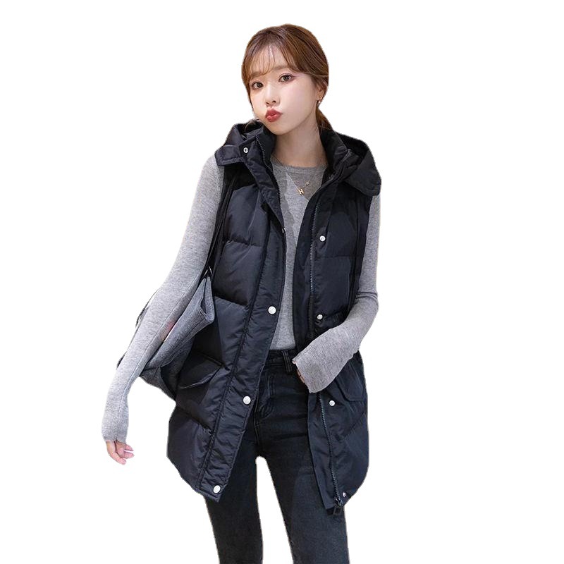 Chaleco de algodón para mujer otoño e invierno nuevo desgaste exterior de media longitud estudiante estilo coreano versátil Chaleco de moda desgaste exterior de moda image 6