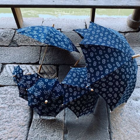 Batik Blue Print handicraft Cloth Umbrella Ethnic style kindergarten Agritainment Decorative umbrella Wuzhen Travel? Keepsake