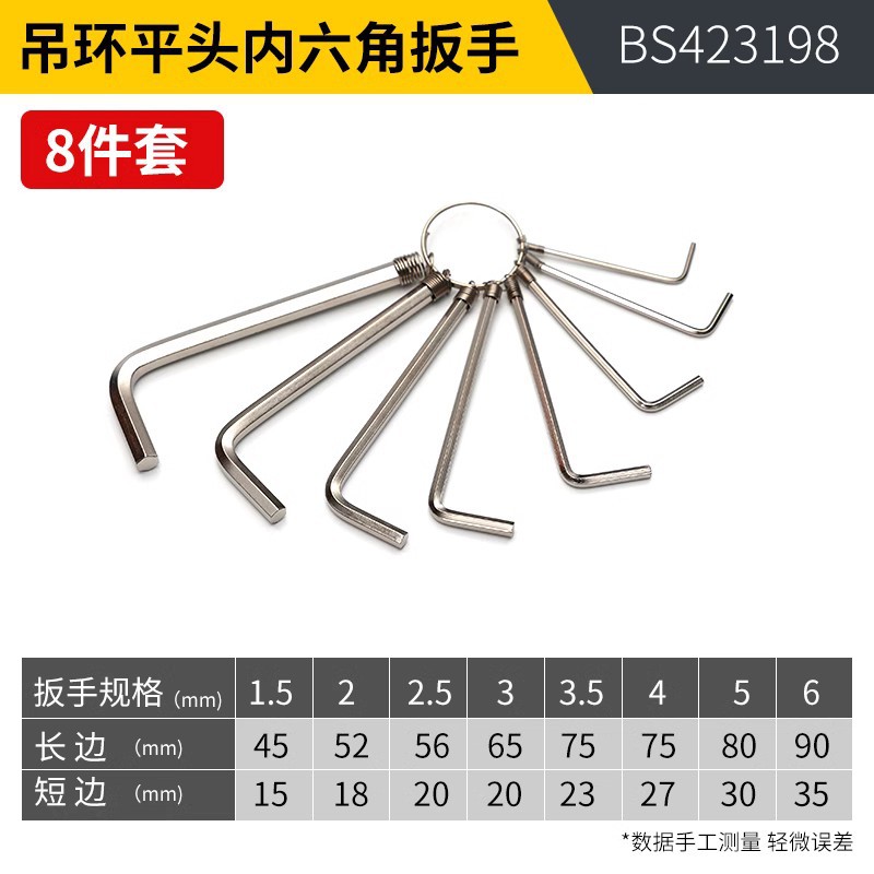 1.5-6mm Eye Bolt Flat Head Hex Socket 8-Piece Set BS423198