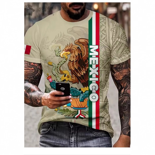 T-Shirt Top Short-Sleeve T-Shirt Personalized T-Shirt Mexican Style Graphic T-Shirt Clothing Men's Vintage Clothing Top