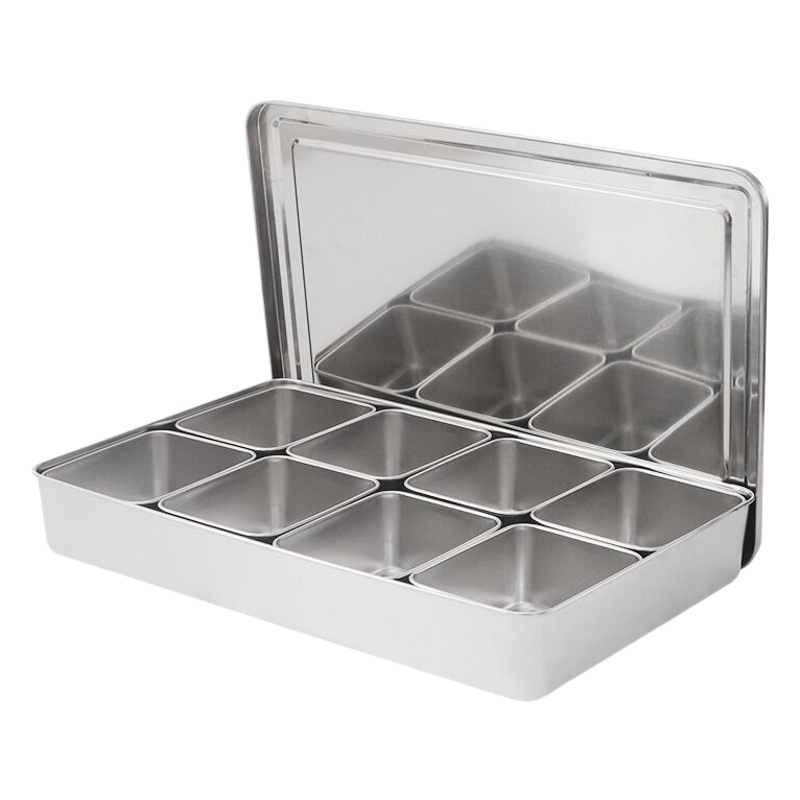 Caja de condimento de acero inoxidable caja de condimento de cocina caja de muestra de alimentos caja de condimento con tapa USO COMERCIAL