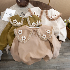 女の子トレーナー秋服 2025 新しい韓国スタイル長袖 Tシャツベビーファッショナブルなプルオーバー子供のファッショナブルな春と秋のトップス